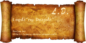 Legény Dezső névjegykártya